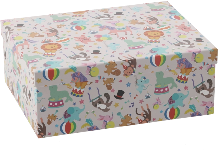 Caja de regalo con motivo de animales de colores 33,4 × 26,6 × 12,9 cm - 1 unidad
