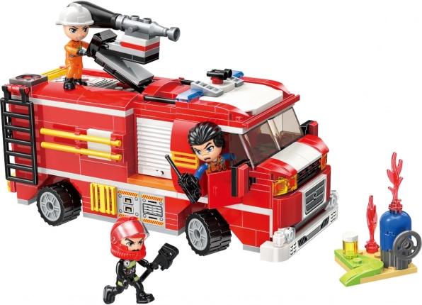 Qman camión cisterna de bomberos Mine City Fire Line con cañón de agua (set de construcción de 370 piezas)