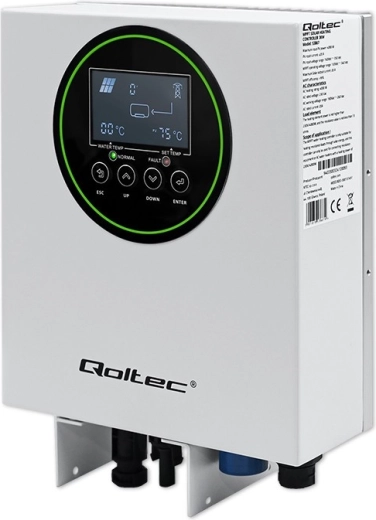 Inversor solar para calentamiento de agua Qoltec ECO Solar Boost con MPPT, BYPASS, LCD, Wi‑Fi (3 kW / 4 kW)