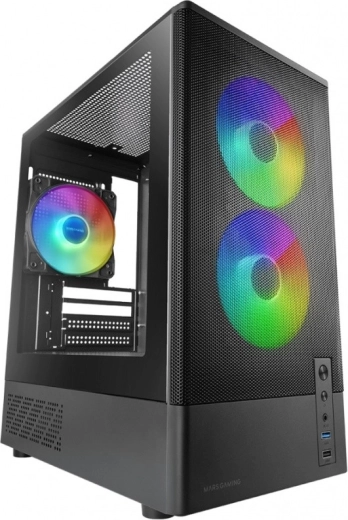 Mars Gaming MC-ONYX caja microATX negra con 3× ventiladores ARGB