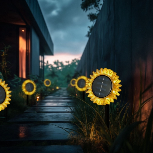 Lámpara solar de jardín Girasol amarilla