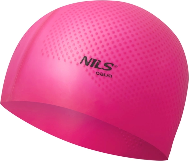 Gorro de natación de silicona NILS Aqua NQC Dots rosa oscuro