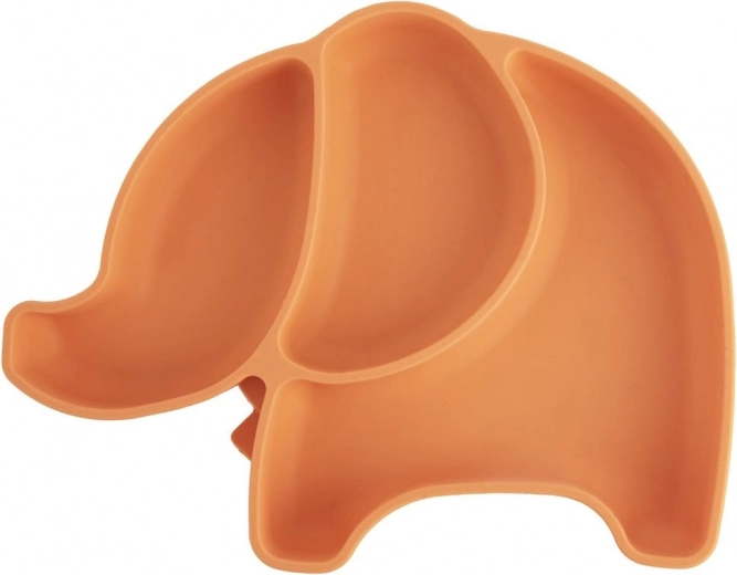 Plato infantil de silicona dividido con forma de elefante, naranja 23,5 × 19 × 3,5 cm