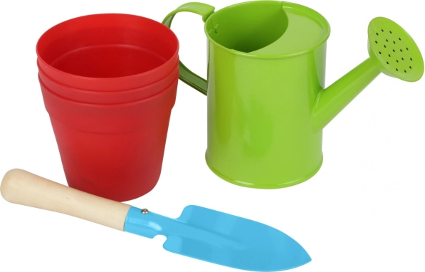 Small foot set infantil de jardinería con regadera, pala y macetas