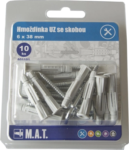 Taco anudable con grapa 6×38 mm, zincado blanco (10 uds)