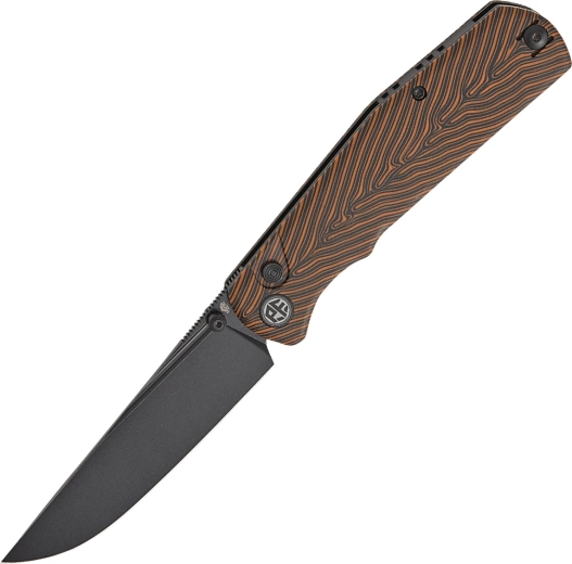 Petrified Fish Lis naranja, navaja de bolsillo con acabado Black Stonewash, G10 G-Mascus