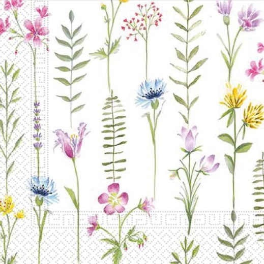Servilletas de papel 33 × 33 cm, 3 capas, flores de pradera, 20 uds.