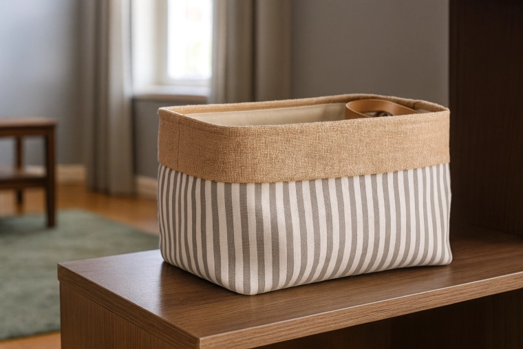 Cesta organizadora textil a rayas 25 × 35 × 22 cm