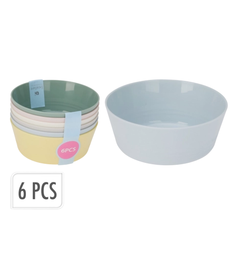 Juego de cuencos de plástico de 300 ml, 6 uds., mezcla de colores