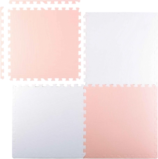 Alfombrilla puzzle de espuma Ricokids 60 × 60 cm, 4 uds. (blanco melocotón)