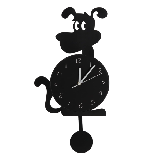 Reloj de pared perro con péndulo, negro