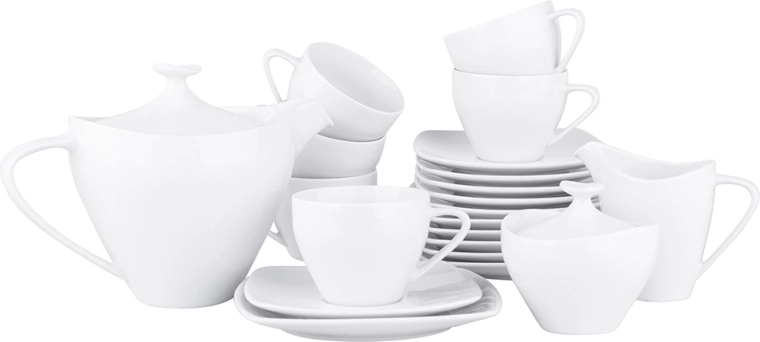 Juego de café blanco Mariapaula Moderna para 6 personas (21 piezas)