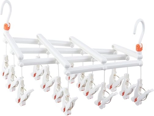 Tendedero plegable para ropa con pinzas, 14 pinzas, blanco
