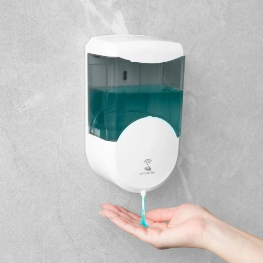 Dispensador automático de jabón de pared de 600 ml, ahumado