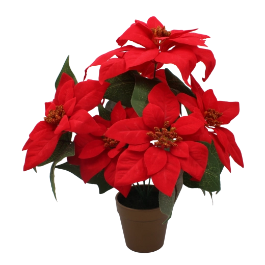 Flor de Pascua artificial en maceta dorada 38 cm