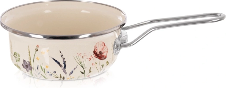Cazo esmaltado crema con motivo de amapolas 16 cm, 950 ml