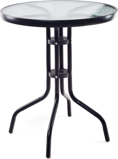 mesa redonda de jardín con tablero de cristal de 60 cm – metal negro