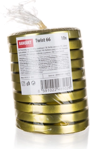 Tapas para conservas Twist 66 mm doradas (10 uds)