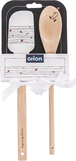Set de cocina: espátula y cuchara de madera con corazones