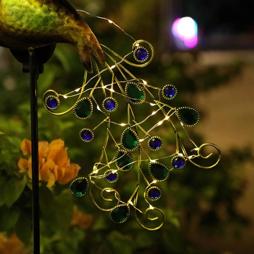 Cola de pavo real luminosa con LED