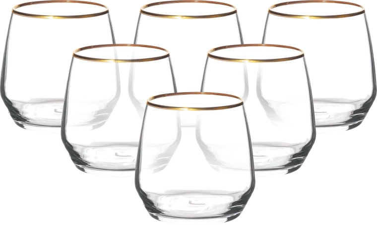 Rubin gold set de 6 vasos 370 ml con borde dorado