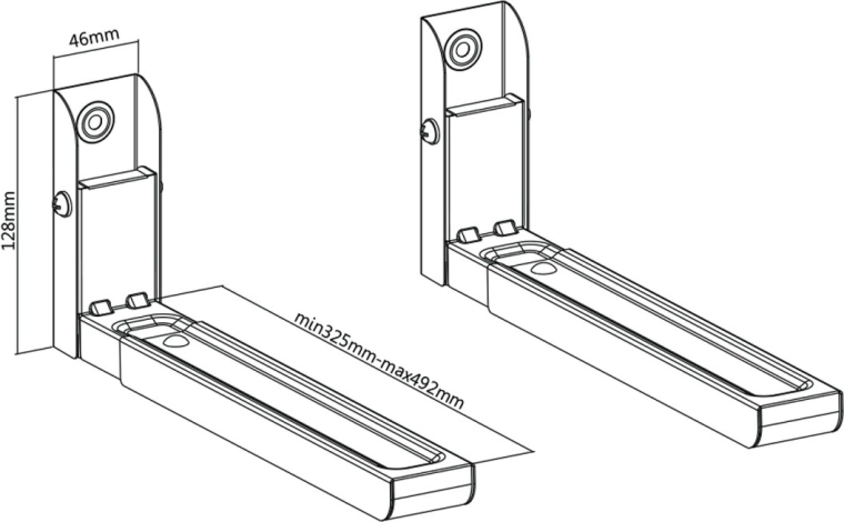 Profundidad ajustable 325–492 mm