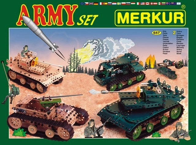Juego de construcción Merkur Army set 674 piezas, caja de dos capas 36 × 27 × 5,5 cm