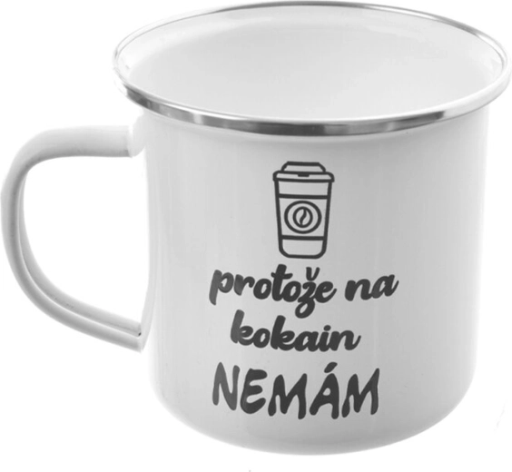 Taza esmaltada blanca «Protože…» 500 ml