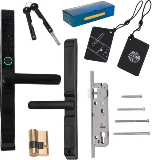 Cerradura inteligente para puerta con teclado, huella dactilar y tarjeta