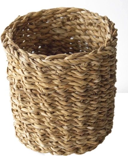 Cesta redonda de hierba marina pequeña 17 × 16 cm