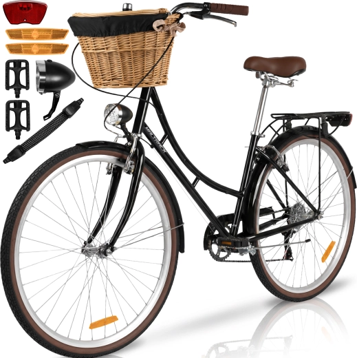 Bicicleta urbana para mujer AVILO negra con cesta - 1 unidad