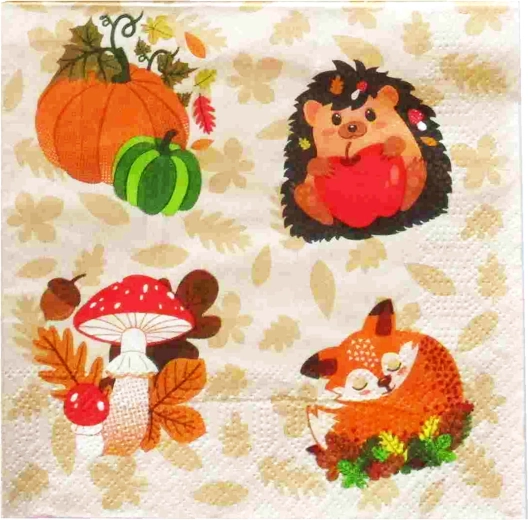 Servilletas Setas otoñales de 3 capas 33 × 33 cm