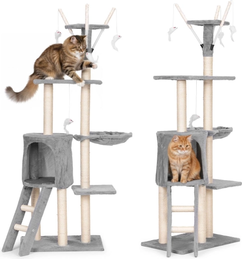 Rascador para gatos 134 cm, gris, Petsi