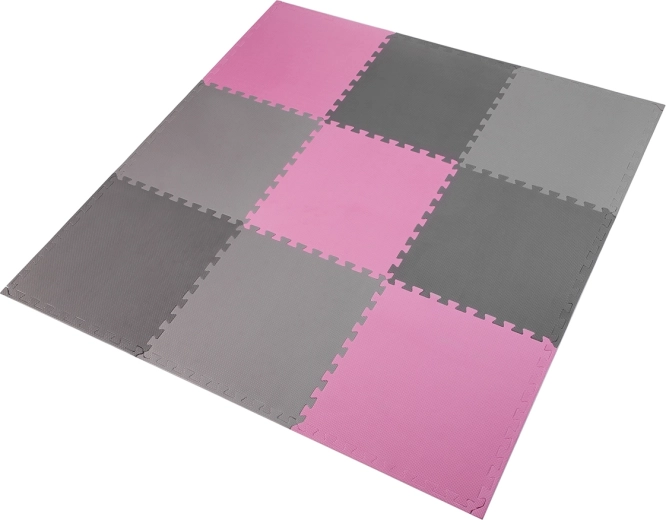Alfombrilla protectora tipo puzzle de espuma EVA rosa‑gris ONE Fitness