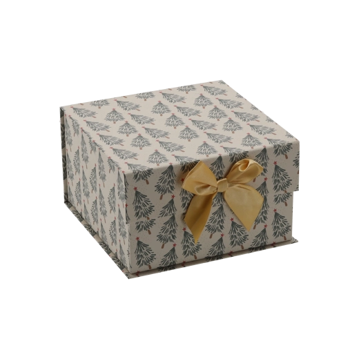 Caja de regalo navideña con lazo dorado 17 × 17 × 9 cm - 1 pieza