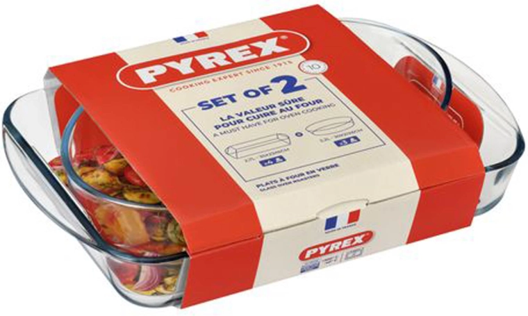 Juego de fuentes de horno de vidrio PYREX 2 piezas 2,7 l + 2,2 l