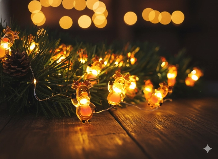 Guirnalda luminosa LED con motivo de cervatillos, 20 luces, a pilas