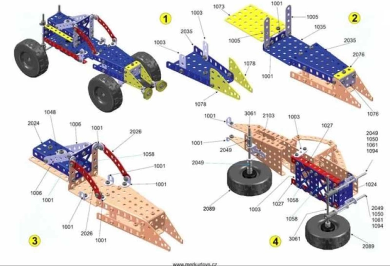 Tradicional juego de construcción metálico Merkur