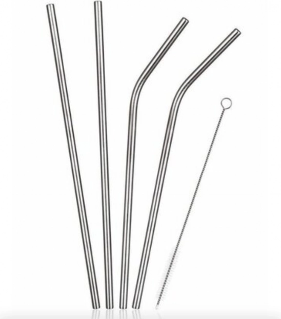 Juego de 4 + 1 pajitas de acero inoxidable con cepillo