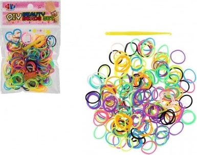 Gomas de colores para hacer pulseras con gancho, 200 uds (bolsa 8,5 × 13 cm)
