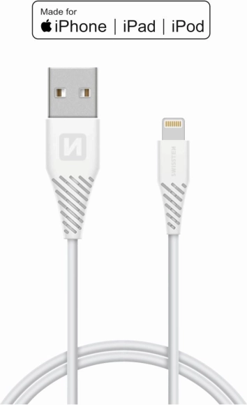 Cable USB Lightning MFi 1,2 m Swissten – blanco