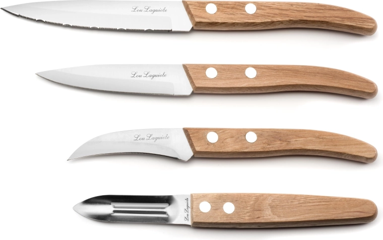 Juego de cuchillos de cocina de madera natural, 4 unidades