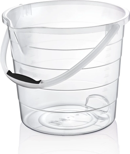 Cubo de plástico transparente de 15 l con escala graduada