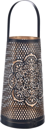 Portavelas metálico Mandala negro-dorado 30 cm