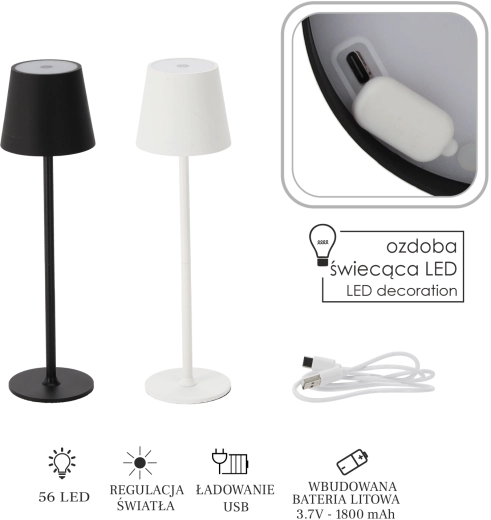 Lámpara LED de mesa táctil blanca / negra