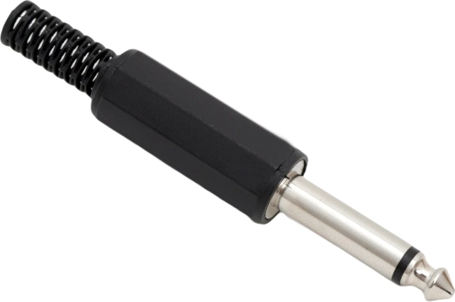 Conector macho mono JACK de 6,3 mm con protección contra dobleces