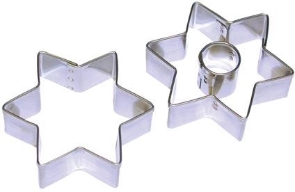 Juego de cortadores de acero inoxidable estrella 5 cm con centro, 2 piezas