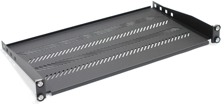 Estante para armario rack 19" 1U, 483 × 250 mm, negro, perforado
