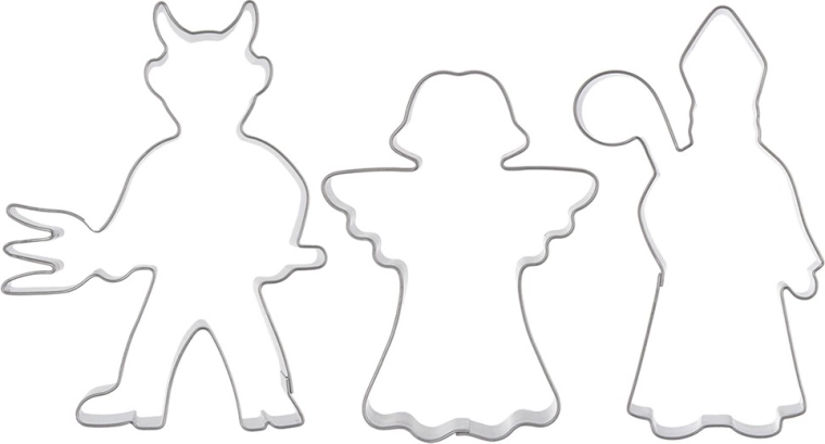 Juego de cortadores de acero inoxidable ángel, diablo y San Nicolás – 3 uds.