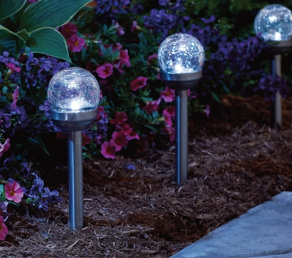 Lámpara solar de jardín esférica de 6 cm con cambio de colores, acero inoxidable/vidrio, IP44